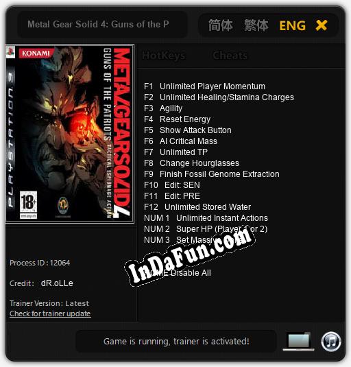 Metal Gear Solid 4: Guns of the Patriots: Trainer +15 [v1.1]