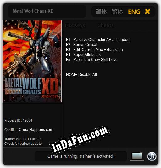 Trainer for Metal Wolf Chaos XD [v1.0.3]