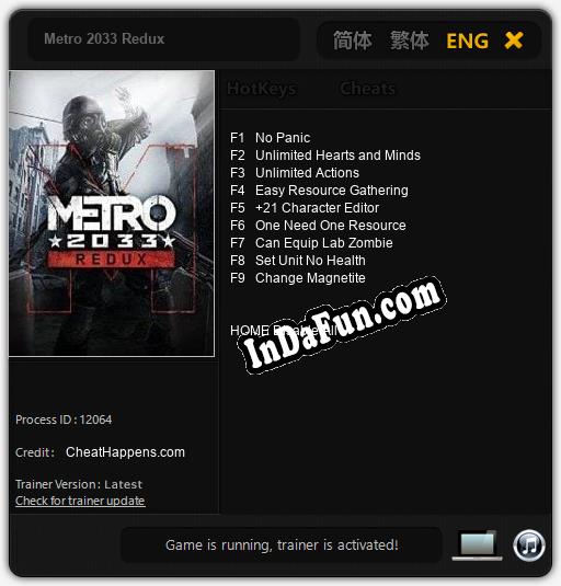 Metro 2033 Redux: TRAINER AND CHEATS (V1.0.58)