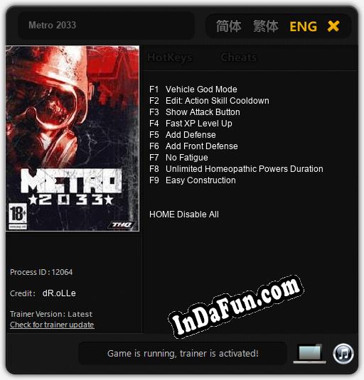 Metro 2033: TRAINER AND CHEATS (V1.0.89)