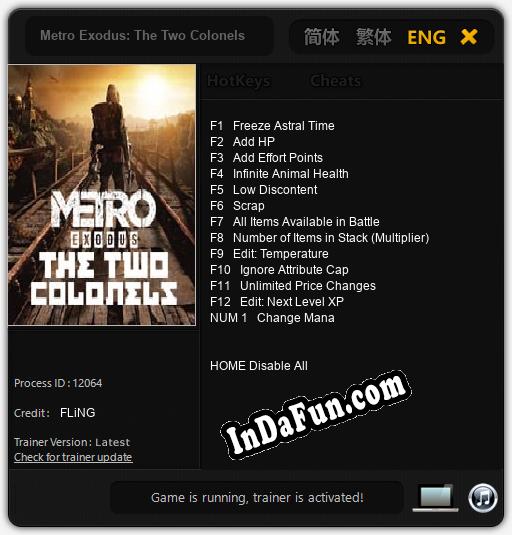 Metro Exodus: The Two Colonels: Cheats, Trainer +13 [FLiNG]