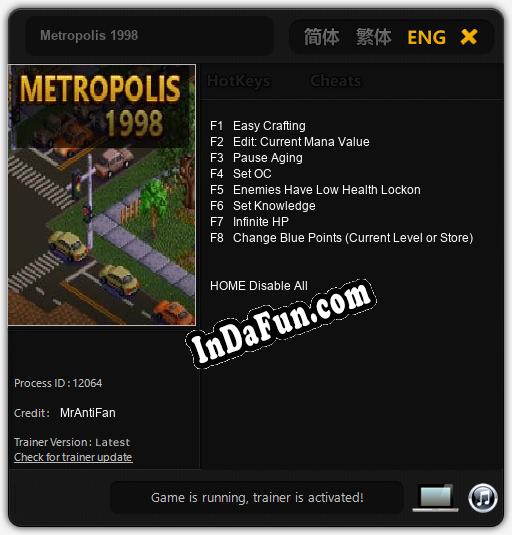 Metropolis 1998: Trainer +8 [v1.9]