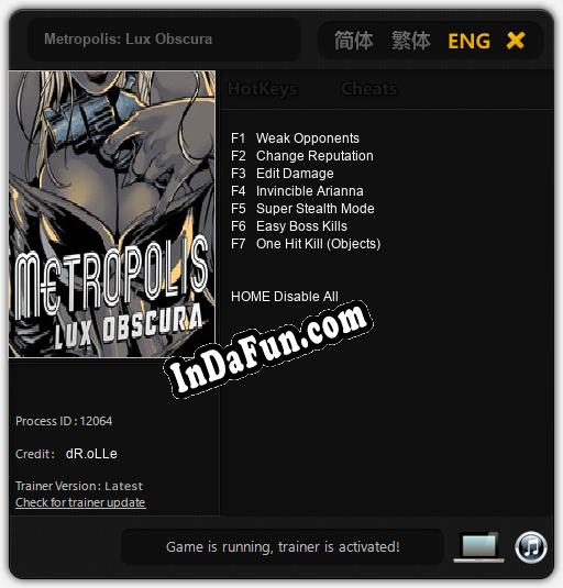 Metropolis: Lux Obscura: Cheats, Trainer +7 [dR.oLLe]