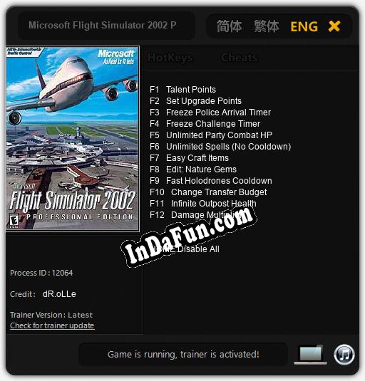 Microsoft Flight Simulator 2002 Professional Edition: Cheats, Trainer +12 [dR.oLLe]