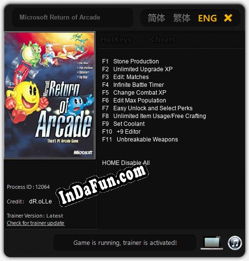 Trainer for Microsoft Return of Arcade [v1.0.9]