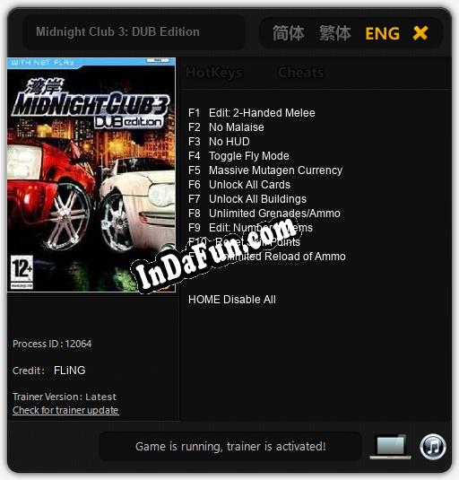 Midnight Club 3: DUB Edition: Trainer +11 [v1.8]