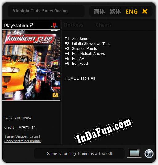 Midnight Club: Street Racing: TRAINER AND CHEATS (V1.0.44)