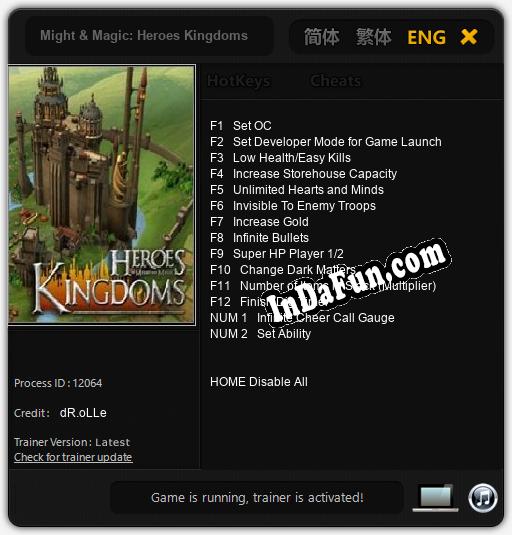 Might & Magic: Heroes Kingdoms: TRAINER AND CHEATS (V1.0.67)