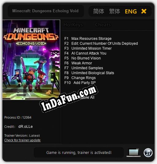 Minecraft: Dungeons Echoing Void: TRAINER AND CHEATS (V1.0.6)