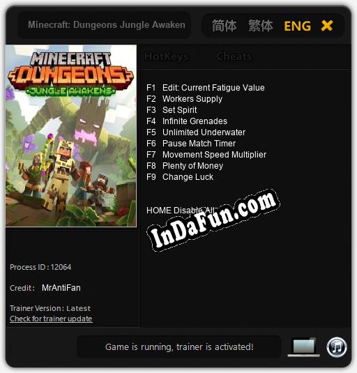 Minecraft: Dungeons Jungle Awakens: TRAINER AND CHEATS (V1.0.33)