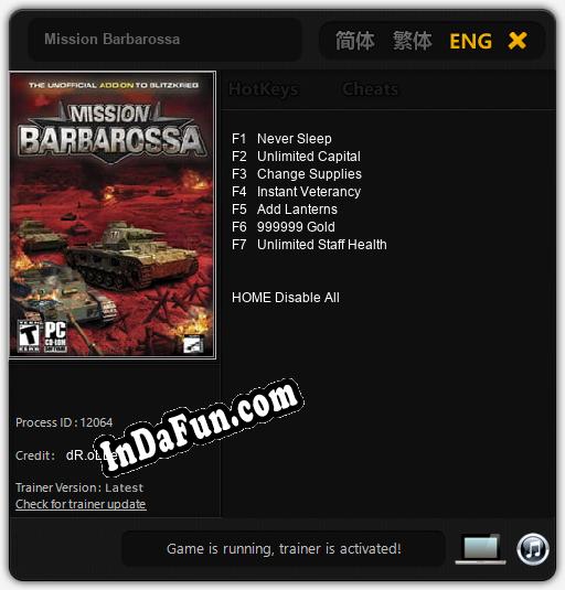 Mission Barbarossa: Cheats, Trainer +7 [dR.oLLe]