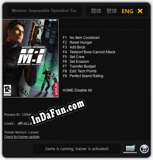 Mission: Impossible Operation Surma: TRAINER AND CHEATS (V1.0.8)