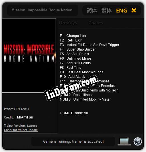 Mission: Impossible Rogue Nation: Trainer +15 [v1.5]