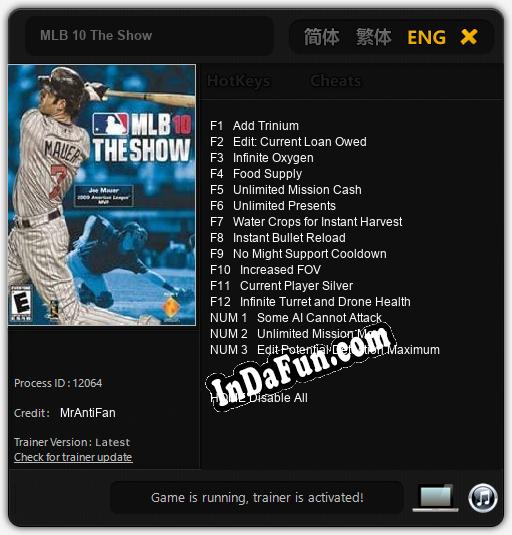 MLB 10 The Show: Cheats, Trainer +15 [MrAntiFan]