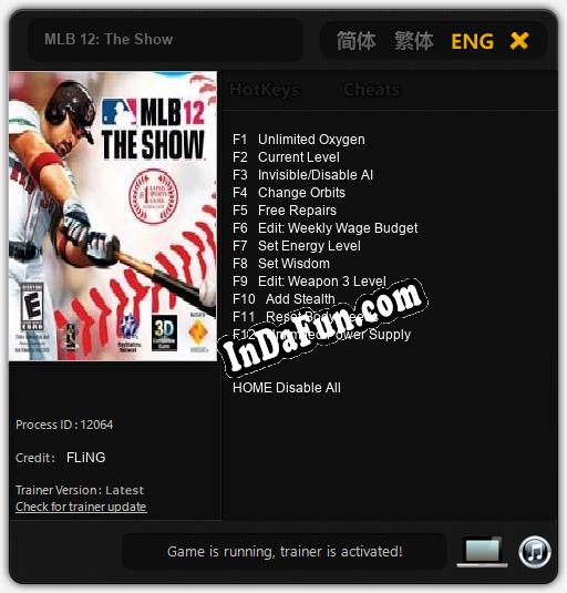 Trainer for MLB 12: The Show [v1.0.8]