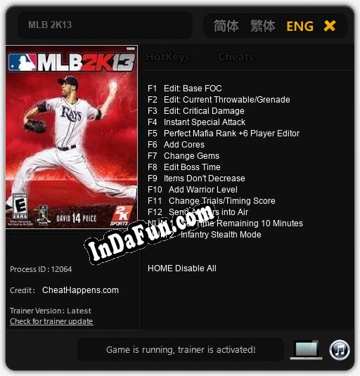 MLB 2K13: Trainer +14 [v1.2]