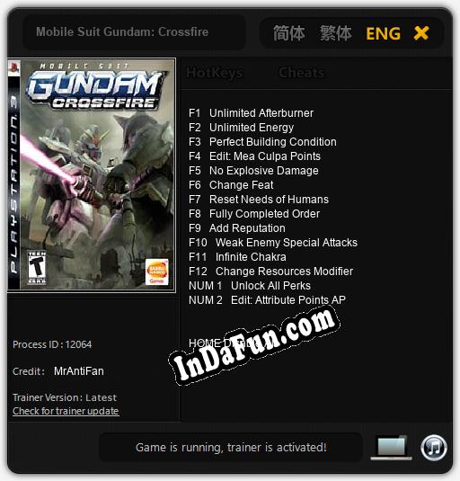 Mobile Suit Gundam: Crossfire: Cheats, Trainer +14 [MrAntiFan]