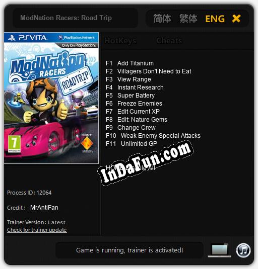 ModNation Racers: Road Trip: TRAINER AND CHEATS (V1.0.29)