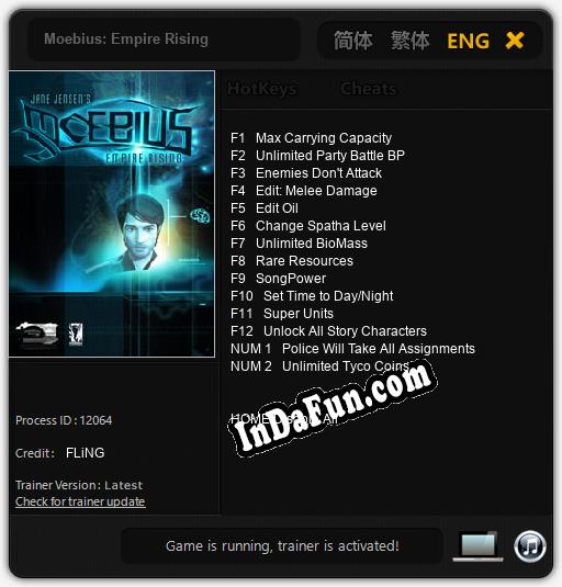 Moebius: Empire Rising: TRAINER AND CHEATS (V1.0.3)