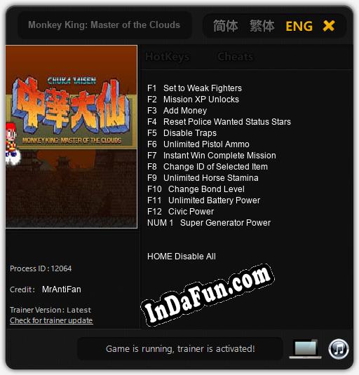 Monkey King: Master of the Clouds: TRAINER AND CHEATS (V1.0.56)