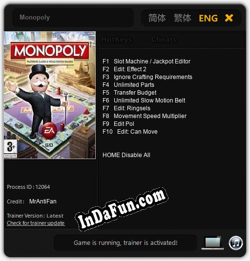 Trainer for Monopoly [v1.0.7]