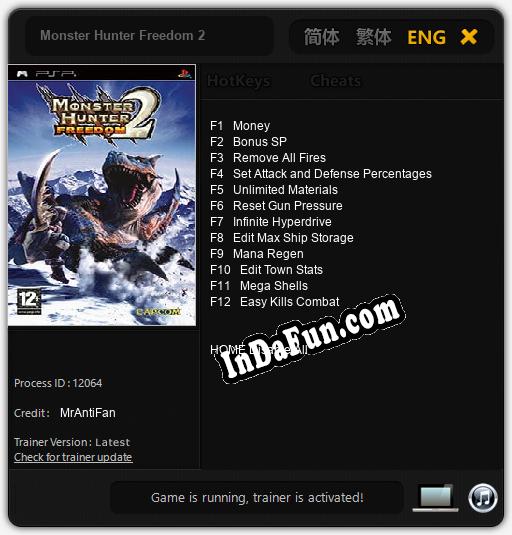 Monster Hunter Freedom 2: Trainer +12 [v1.5]