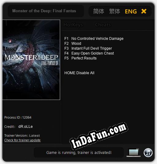 Monster of the Deep: Final Fantasy XV: TRAINER AND CHEATS (V1.0.9)