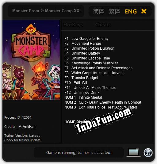 Monster Prom 2: Monster Camp XXL: TRAINER AND CHEATS (V1.0.28)