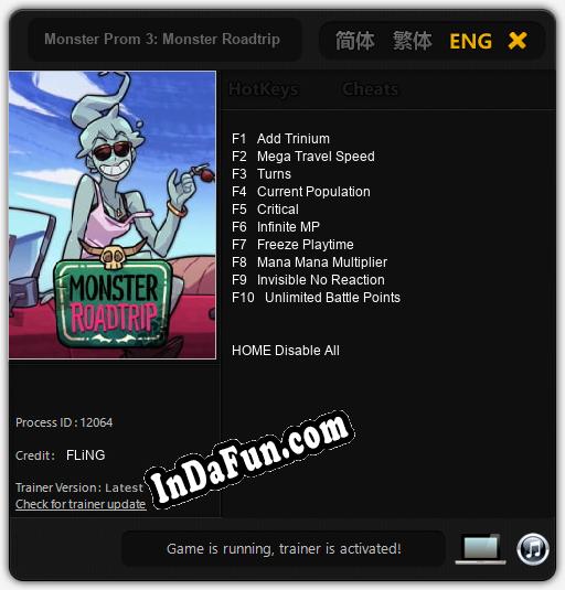 Monster Prom 3: Monster Roadtrip: Cheats, Trainer +10 [FLiNG]