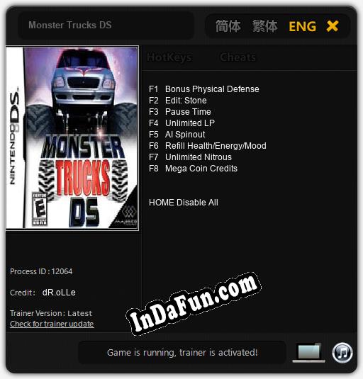 Monster Trucks DS: Trainer +8 [v1.6]