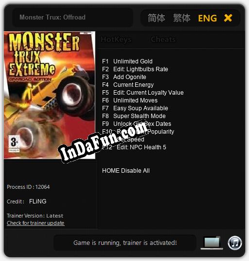 Trainer for Monster Trux: Offroad [v1.0.8]
