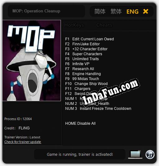 MOP: Operation Cleanup: TRAINER AND CHEATS (V1.0.78)