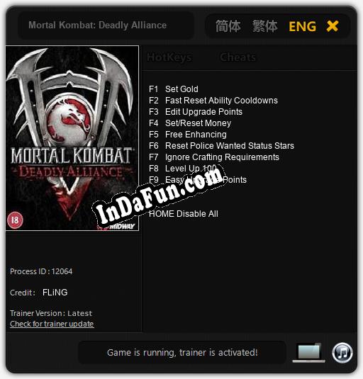 Trainer for Mortal Kombat: Deadly Alliance [v1.0.7]