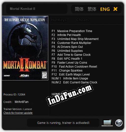 Mortal Kombat II: Trainer +14 [v1.3]
