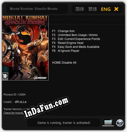 Mortal Kombat: Shaolin Monks: Cheats, Trainer +6 [dR.oLLe]