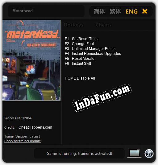 Trainer for Motorhead [v1.0.9]