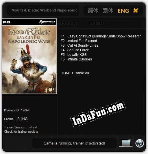 Mount & Blade: Warband Napoleonic Wars: Trainer +6 [v1.1]