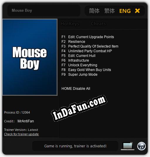 Mouse Boy: Cheats, Trainer +9 [MrAntiFan]