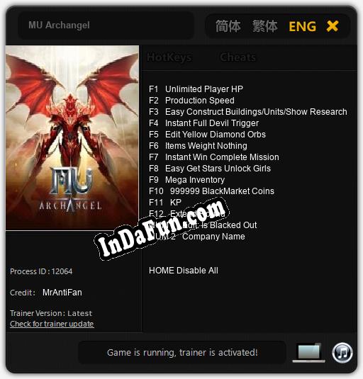 MU Archangel: Cheats, Trainer +14 [MrAntiFan]