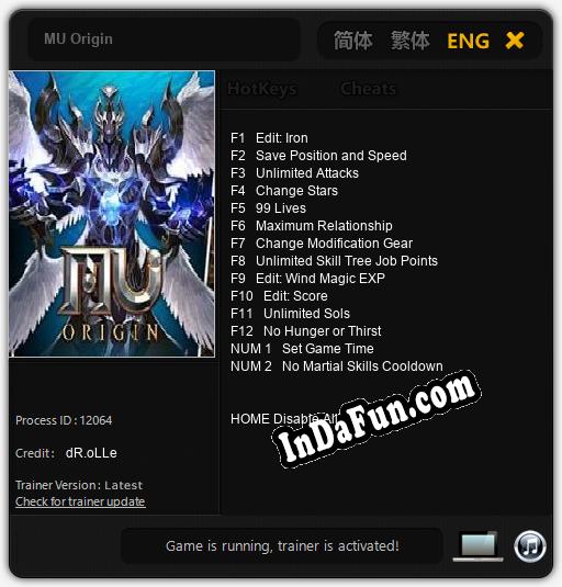 MU Origin: TRAINER AND CHEATS (V1.0.35)