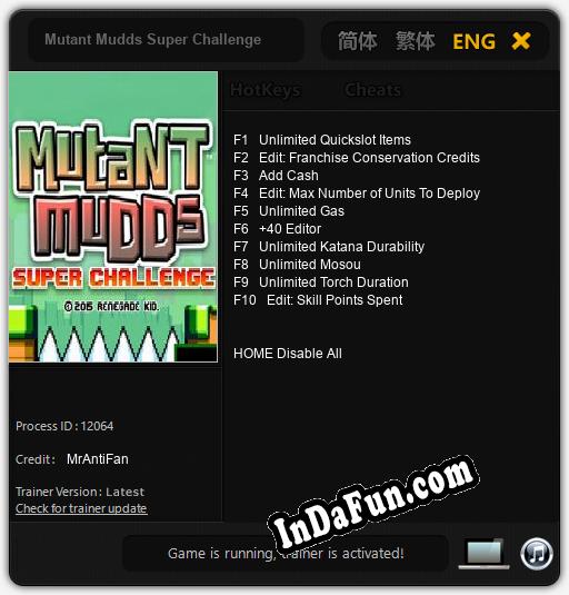 Trainer for Mutant Mudds Super Challenge [v1.0.8]