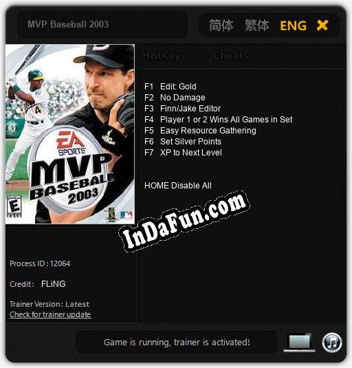 MVP Baseball 2003: Cheats, Trainer +7 [FLiNG]