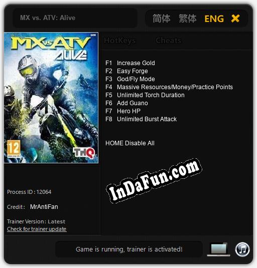 Trainer for MX vs. ATV: Alive [v1.0.2]