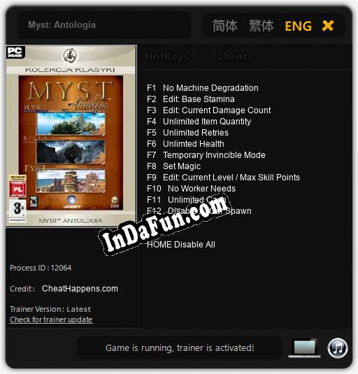 Myst: Antologia: Cheats, Trainer +12 [CheatHappens.com]