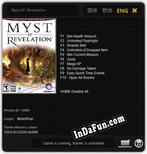 Myst IV: Revelation: TRAINER AND CHEATS (V1.0.97)
