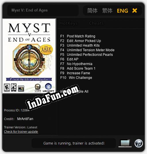 Myst V: End of Ages: Trainer +10 [v1.2]