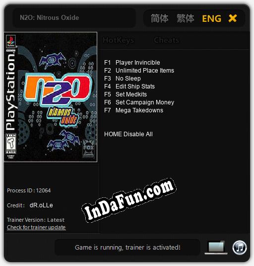 N2O: Nitrous Oxide: Cheats, Trainer +7 [dR.oLLe]