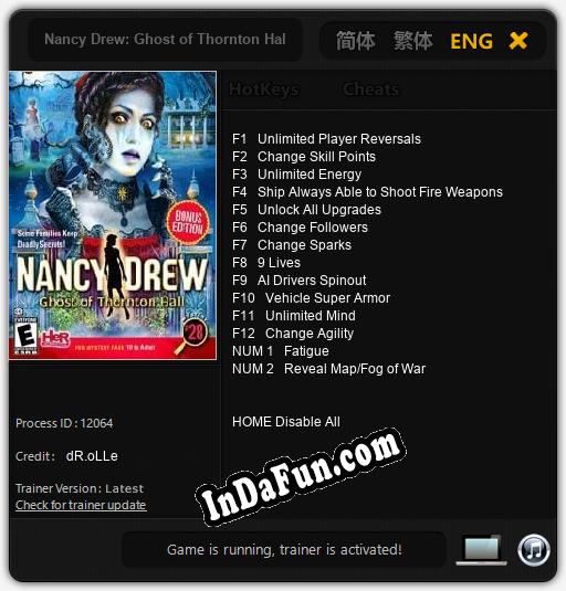 Nancy Drew: Ghost of Thornton Hall: TRAINER AND CHEATS (V1.0.61)