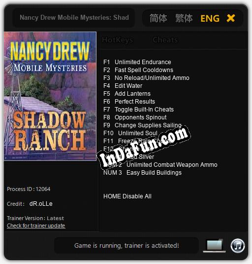 Nancy Drew Mobile Mysteries: Shadow Ranch: Trainer +15 [v1.1]