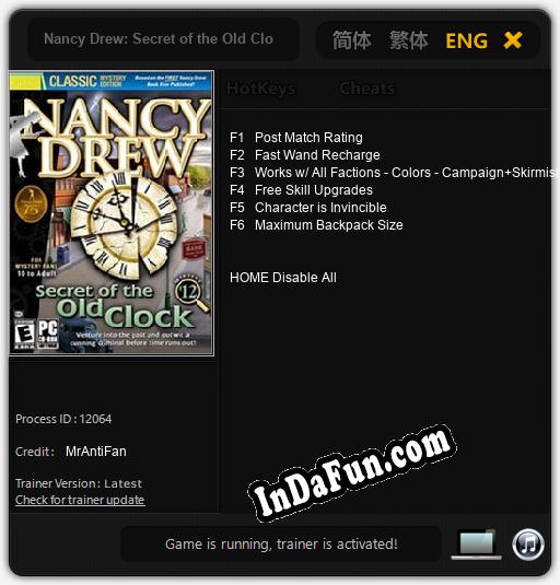 Trainer for Nancy Drew: Secret of the Old Clock [v1.0.4]